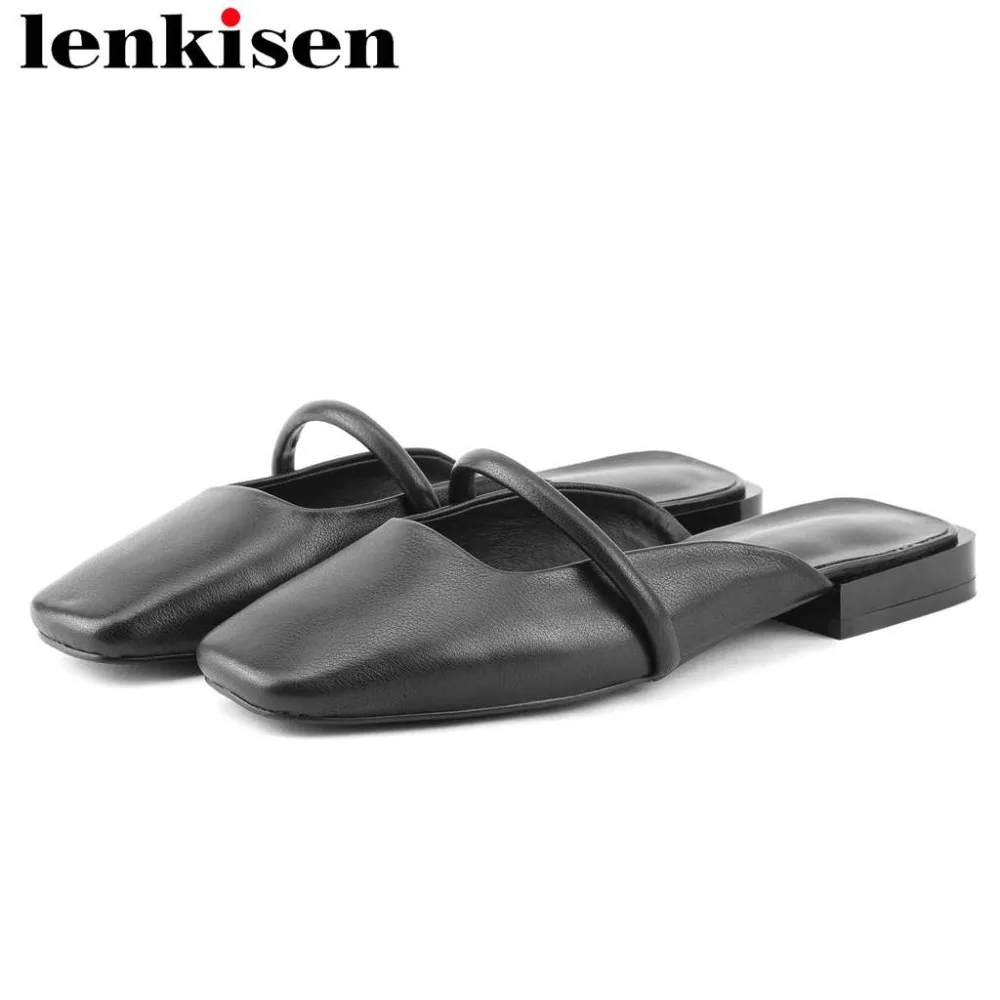 

2019 young girls comfortable slip on mules soft genuine leather concise style low heels daily wear British style basic pumps L10