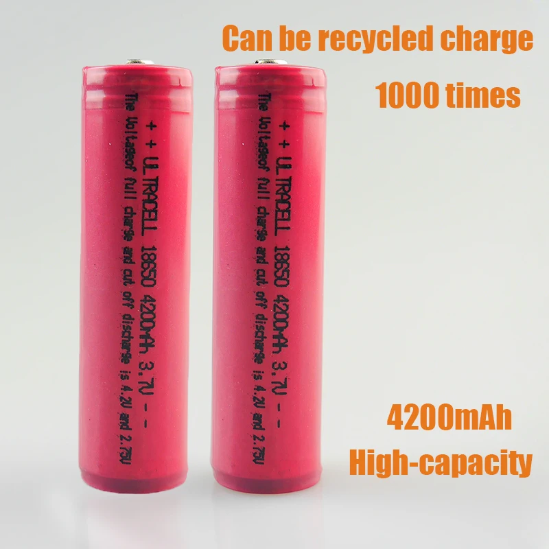 2pcs lot 100 Original 18650 Battery 4200mAh Li ion 3 7v Battery 18650 rechargeable Battery FOR