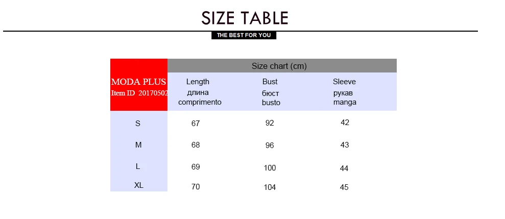 SIZE CHART