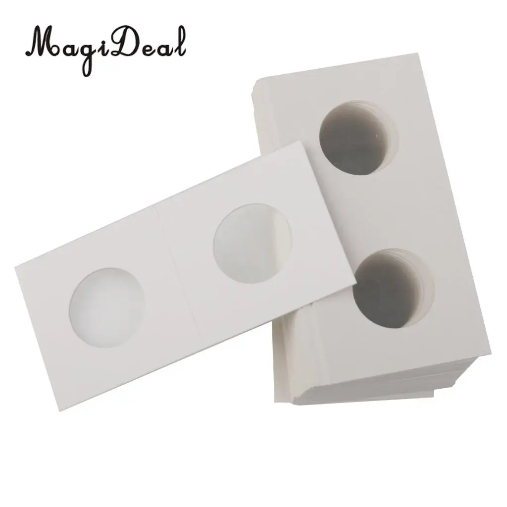 100X Cardboard Coin Holders Flips Mylar Coin Collection Supply 20.5/26.5mm White