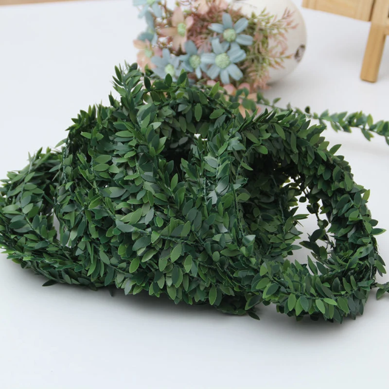 

7.5M Silk Garland Green Leaf Artificial Iron Wire Flower Vine Rattan For Wedding Party & Car DIY Chic Decoration P10