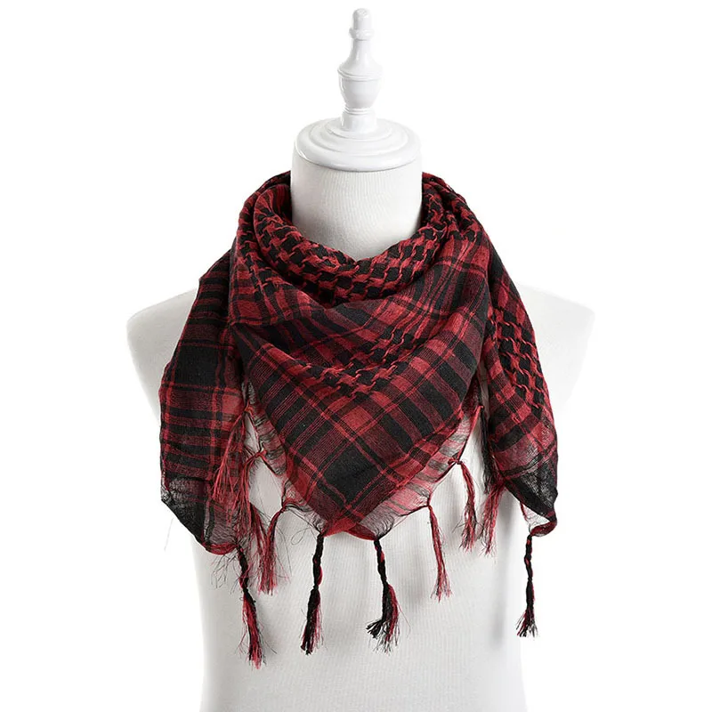 Унисекс 5 цветов для женщин и мужчин клетчатый арабский сетки шеи Keffiyeh палестинский шарф обертывание горячая распродажа - Цвет: red