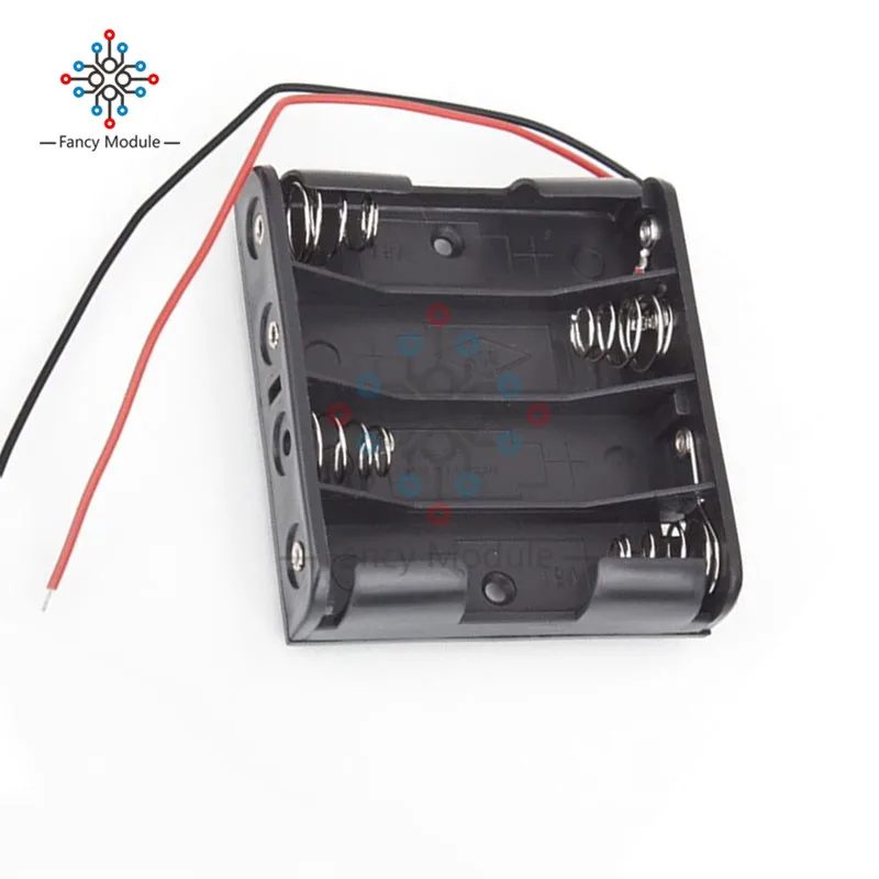 

Battery Storage Case Plastic 4 x AA Box Holder Black With 6\" Wire Leads Wholesale