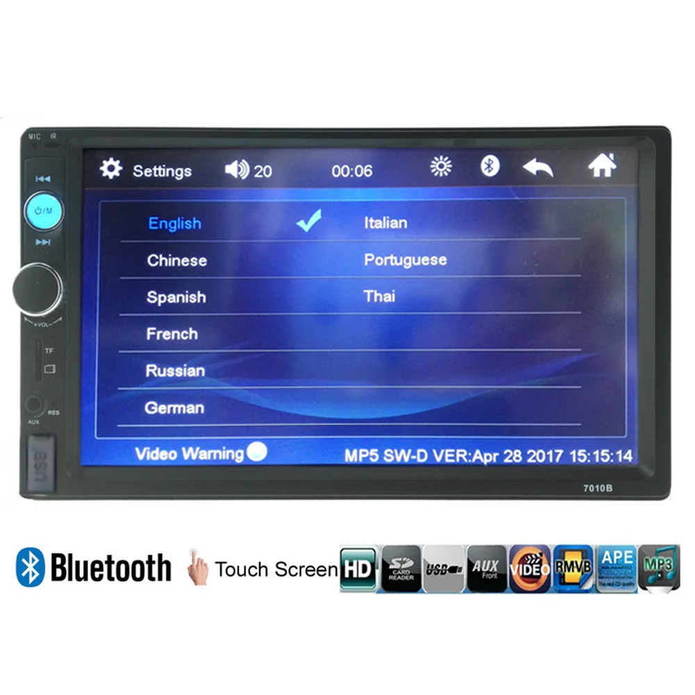 7010B Авторадио 2 Din автомагнитола " HD сенсорный экран Авто Аудио Стерео Bluetooth MP5 мультимедийный плеер Поддержка камеры заднего вида