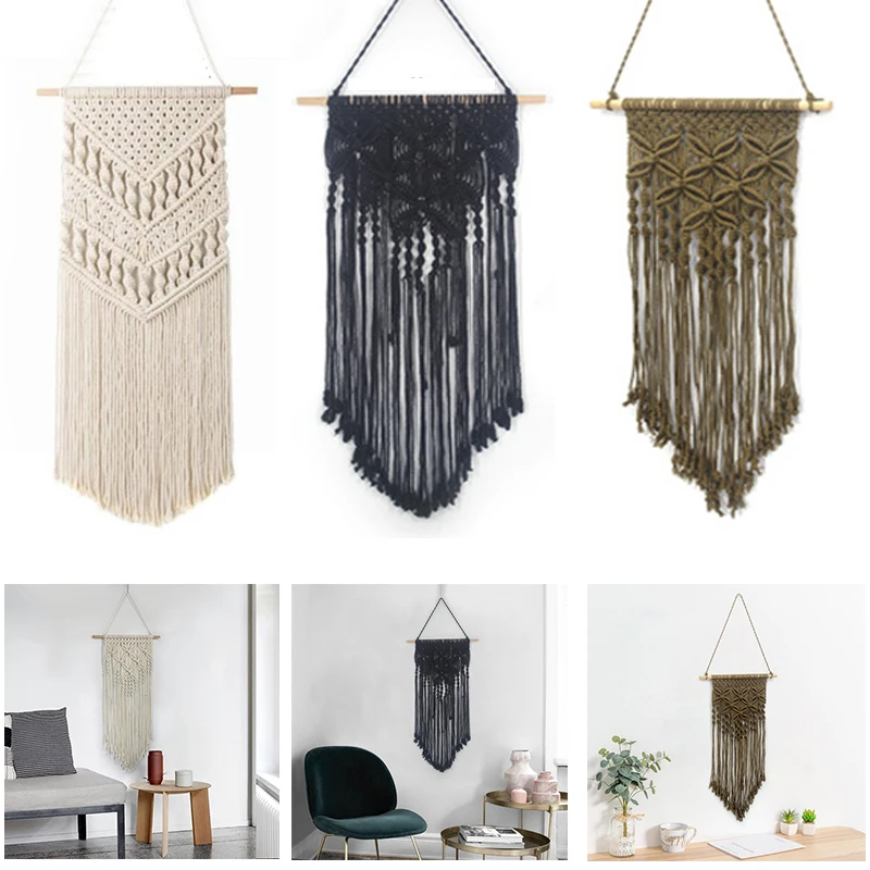 

Manual Boho Wall Tapestry 3 Colors Hanging Bedroom Home Decor for Living Room Macrame Wall Tapestry Hand Home Furnishing