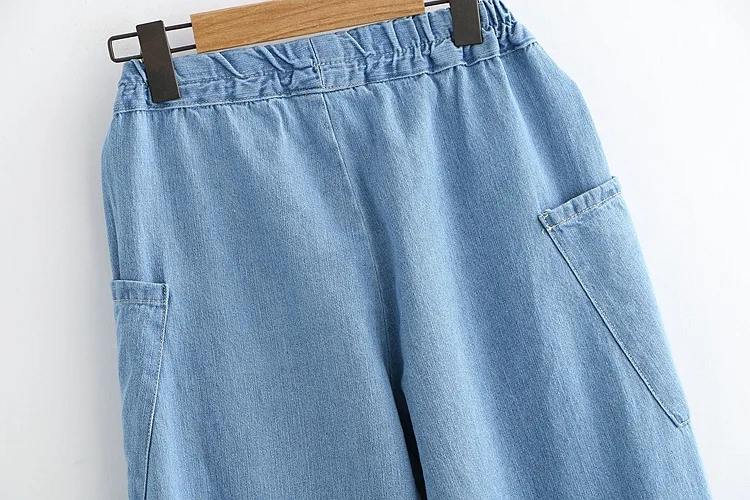 Юбка в стиле мори небольшой свежий эластичный пояс тонкий синий свободные джинсы Nine брюки женщина