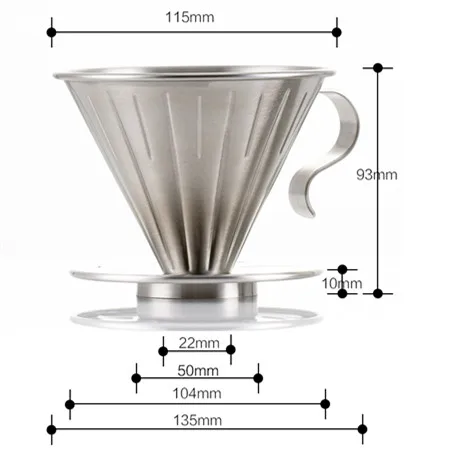 Многоразовый фильтр для кофе ROKENE, конусная капельница для кофе, Безбумажная Кофеварка из нержавеющей стали V60, стильная кофеварка с идеальной подставкой - Цвет: Gig Size