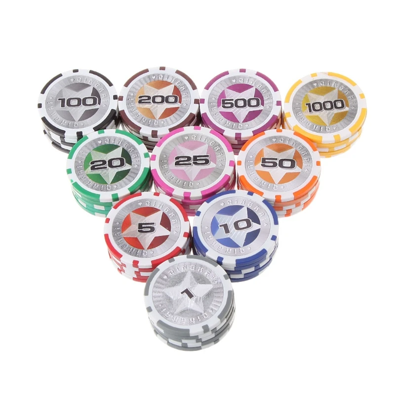 

NoEnName_Null High Quality 5pcs Poker Chips Casino Coins Texas Hold'em Baccarat Clay Pokers Card Protector