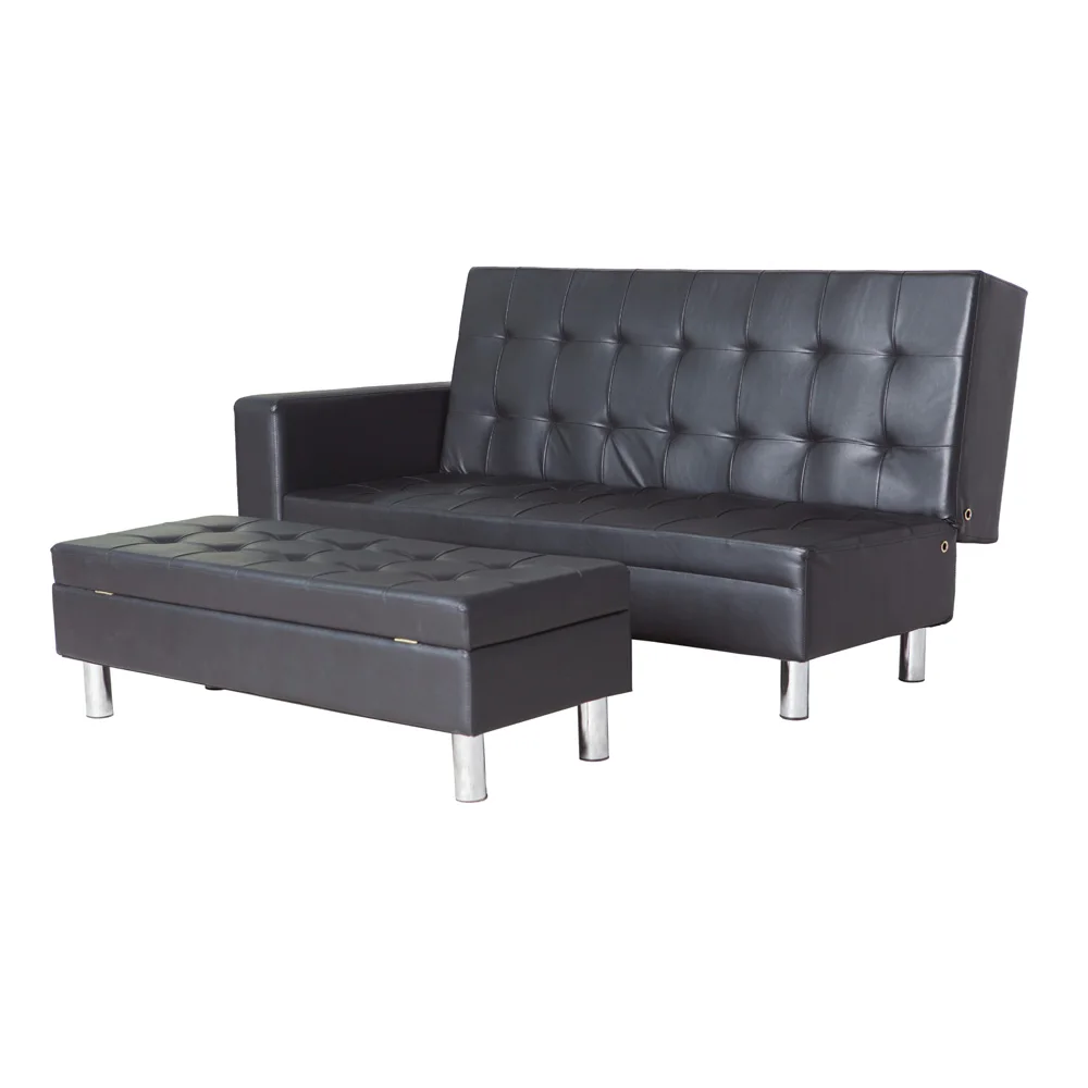 Storage Sofa Bed Functional L Shape Set Black Faux Leather With Storage Sofa Bed Functional L Shape Set Black Faux Leather With Ottoman Living Room Furniture Hot In Sofas From On