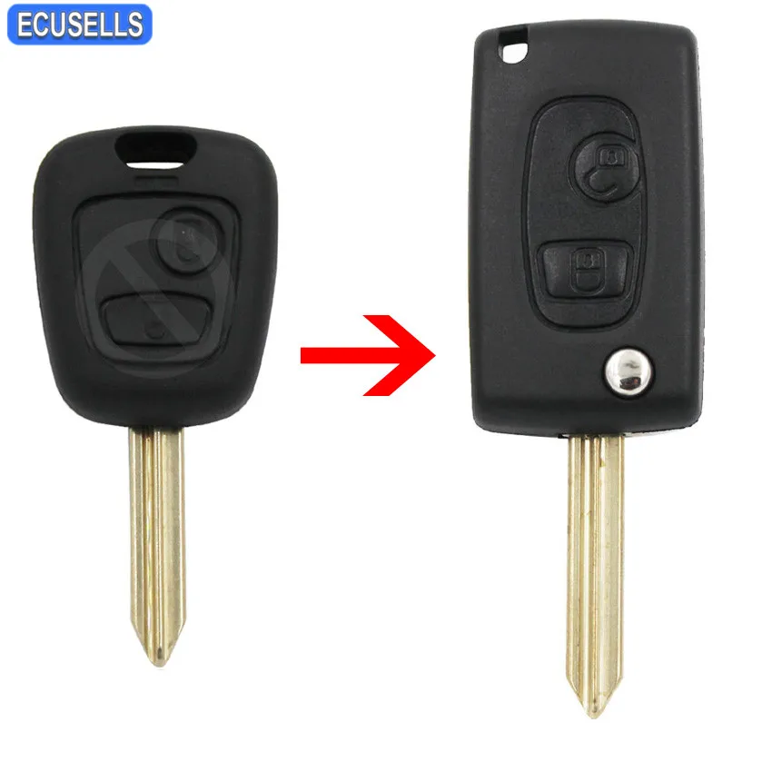 

2 Button Folding Remote Key Case Shell SX9 Uncut Blade for Citroen For Peugeot Partner Saxo Xsara Picasso Berlingo Expert Boxer