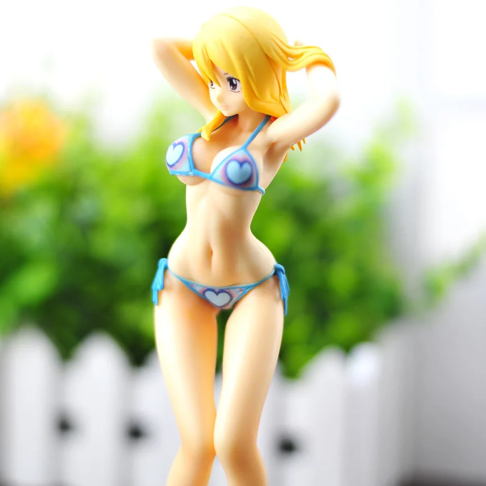Hot Anime 7 18cm Anime Fairy Tail Lucy Heartfilia Swimsuit Ver Pvc Action Figure Collectible