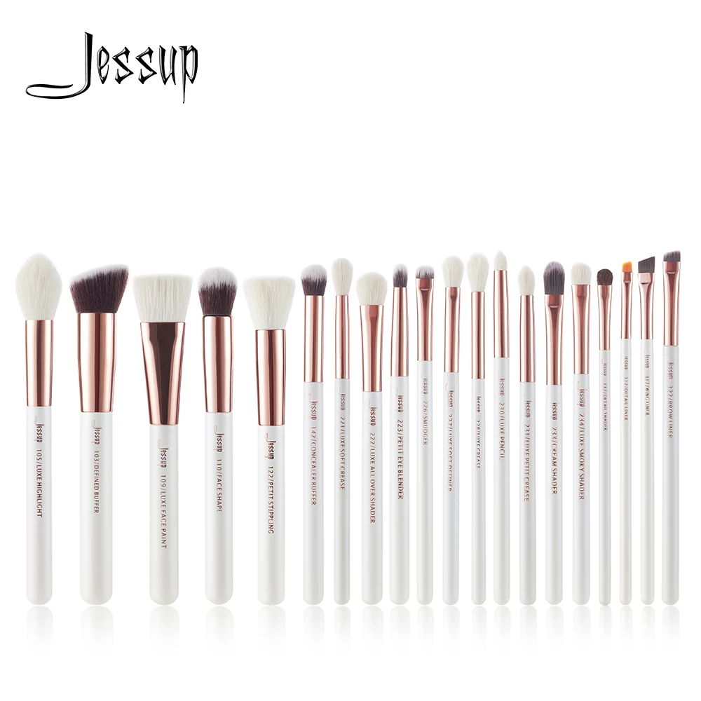 On Sale Jessup brushes Pearl White/ Rose Gold Professional Makeup Brushes Set Make up Brush
