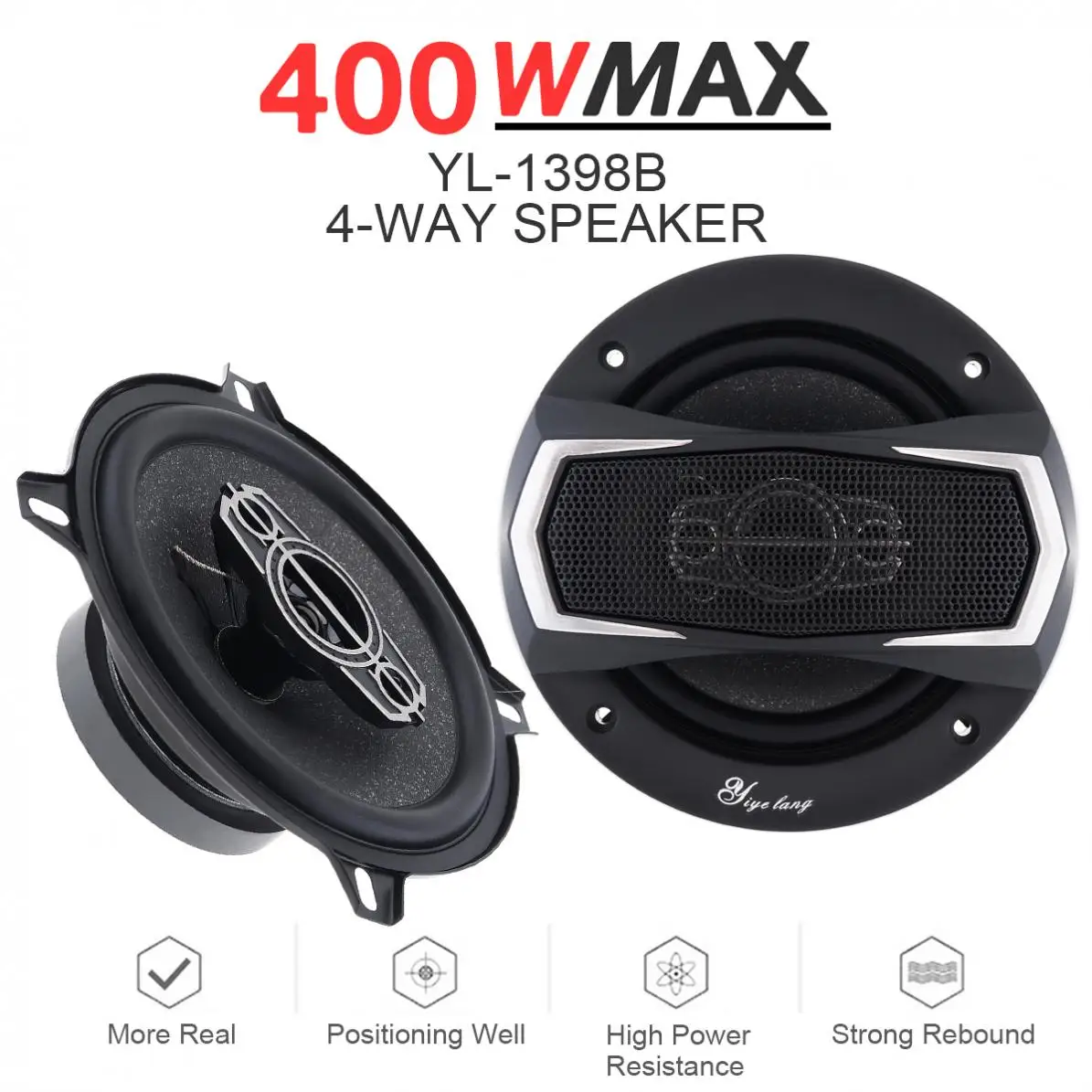

2pcs 5 Inch 400W 12V 4 Way Car Coaxial Auto Music Stereo Full Range Frequency Hifi Speakers Non-destructive Installation