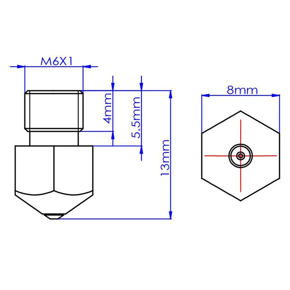 3D Printer 0 4mm Nozzles Wear Resistant Extruder Head for MK8 3D Printer compatible with PETG 4