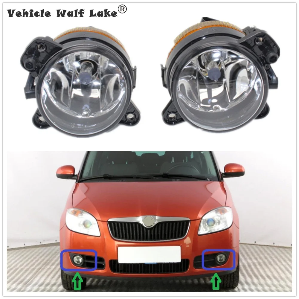 

2pcs X Car Fog Light For Skoda Fabia MK2 5J 2007 2008 2009 2010 Car-styling Front Fog Lamp Fog Light With Halogen Bulbs