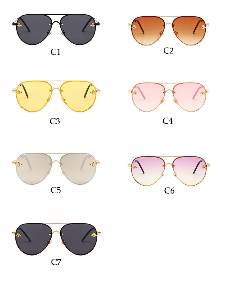 Bee Pilot Солнцезащитные очки винтажные очки Оттенки для женщин и мужчин металлическая оправа модные новые дизайнерские женские солнцезащитные очки высокое качество