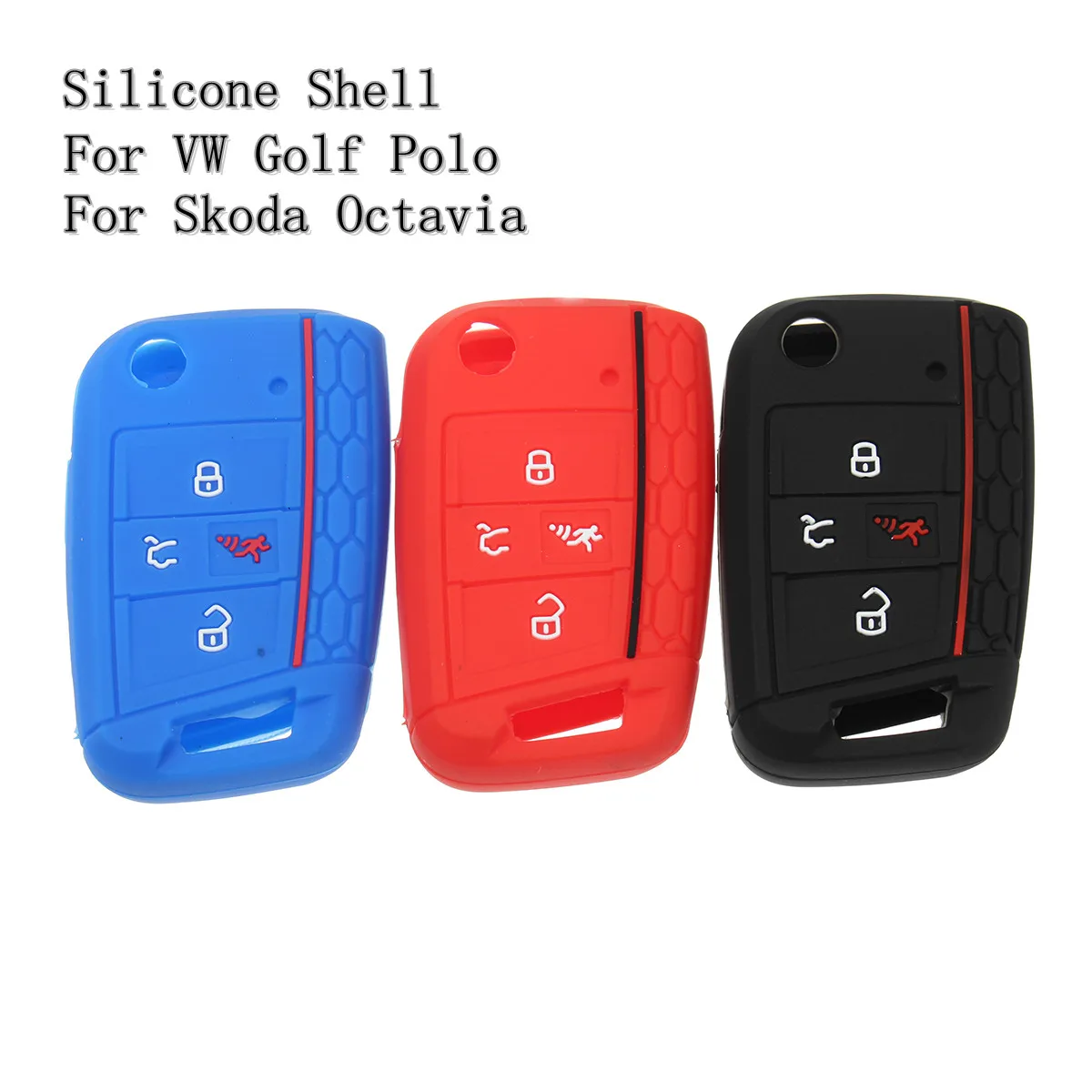 

4 Buttons Silicone Car Remote Key Fob Case Cover Silica Gel Shell For VW Golf Polo For Skoda Octavia 2016 2018