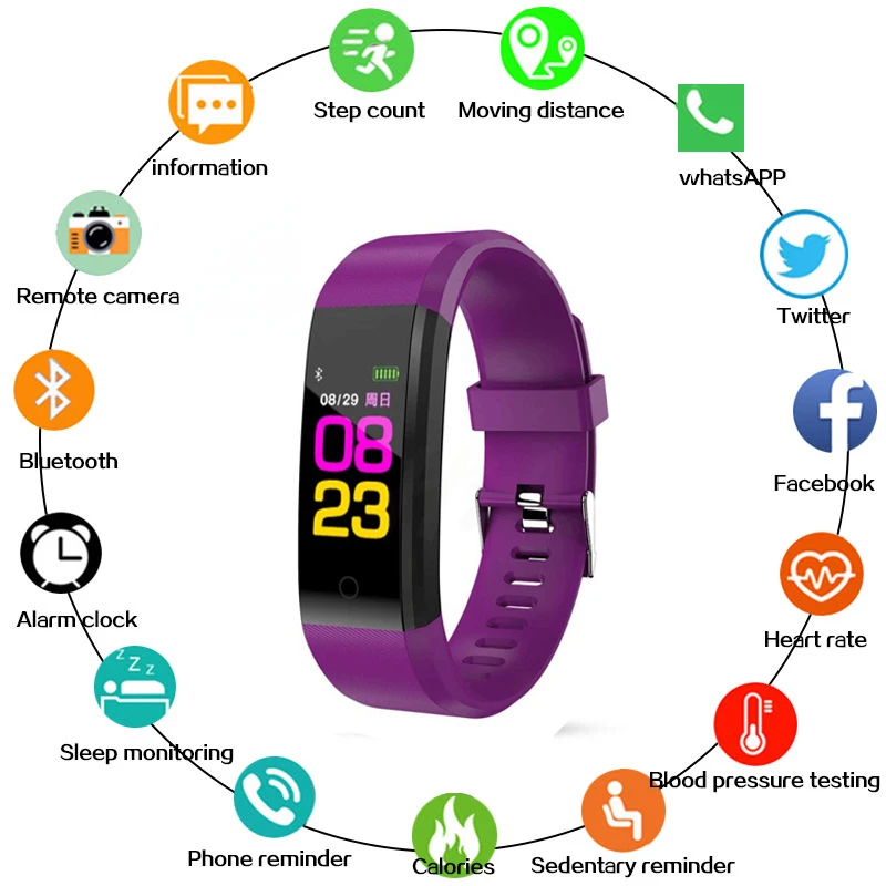 

H&A B05 Smart Bracelet Watch Heart Rate Monitor Colorful Smart Wristband Step Counter Sport Bracelet Health Fitness Tracker