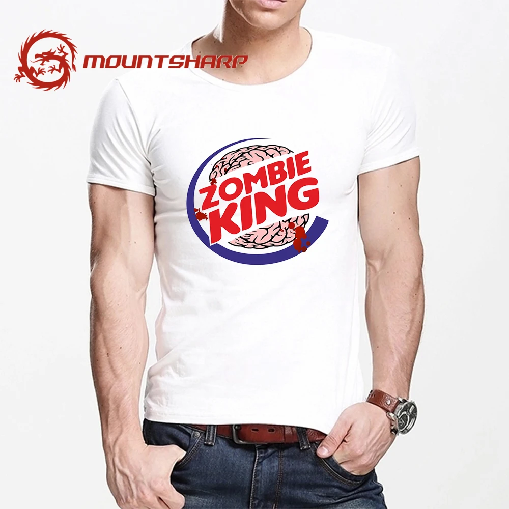 

MOUNTSHARP Summer T Shirt Men Harajuku ZOMBIE KING Funny Print Tee Tops Short Sleeve male T Shirt Casual male Clothes