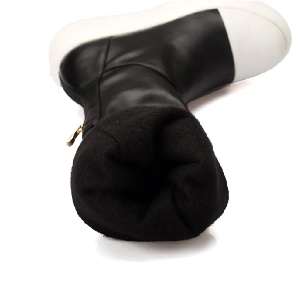 SARAIRIS/Новые брендовые разноцветные туфли на плоской подошве с молнией и круглым носком, женская обувь на платформе, повседневная женская зимняя теплая обувь, сапоги выше колена