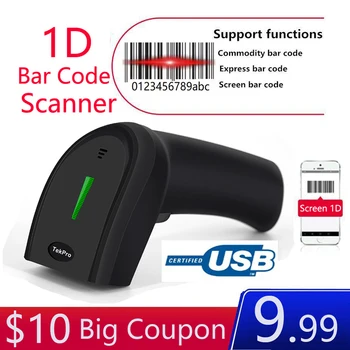 

TekPro USB 1D Barcode Scanner Computer Screen Mobile Payment Wired USB 1D Barcode Scanner
