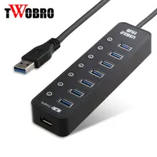USB HUB 3.0 7 Ports with Power Charging and Switch Multiple USB Splitter Porta Panel USB3.0 USB3 USB-HUB jys usb3 0 4 ports hub converter black