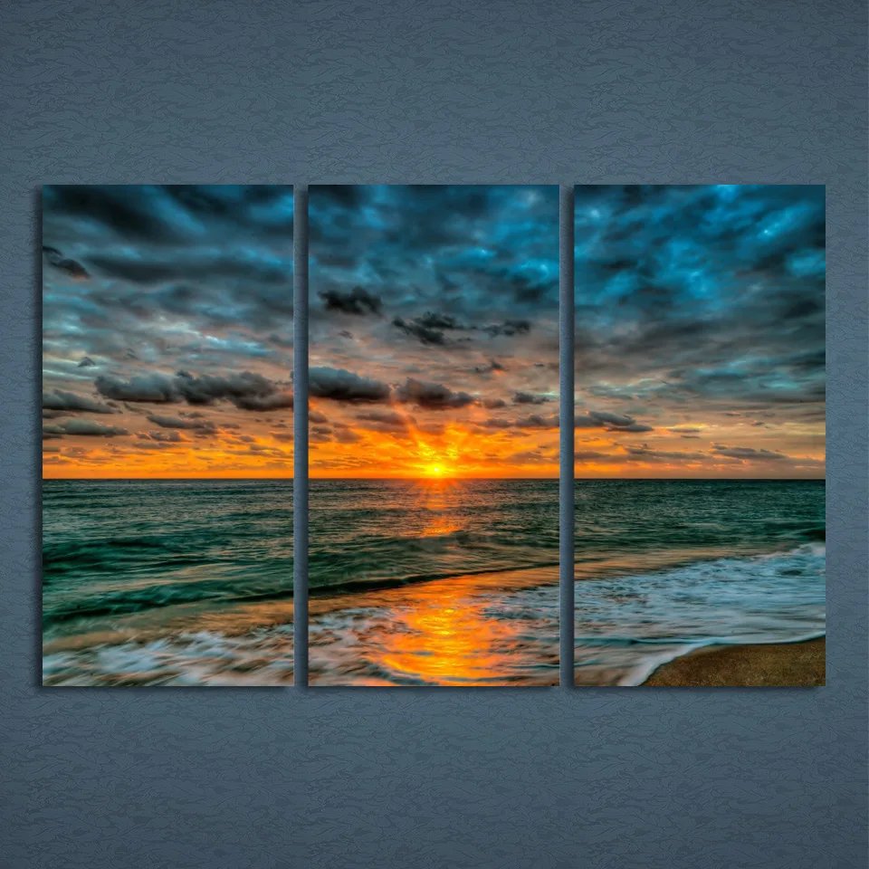 3 Pcs/Set Framed HD Printed Great Sea Sunsets Coast Picture Wall Art