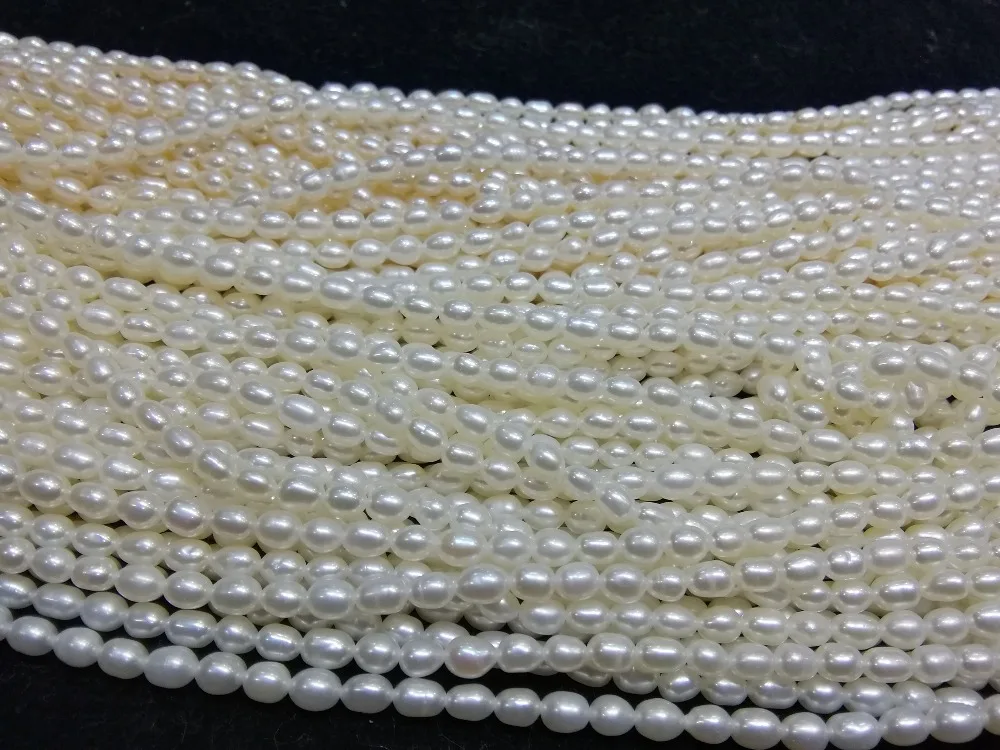 

freshwater pearl rice white/pink/black 4-6mm stone loose nature beads for making jewelry necklace 14inch FPPJ wholesale