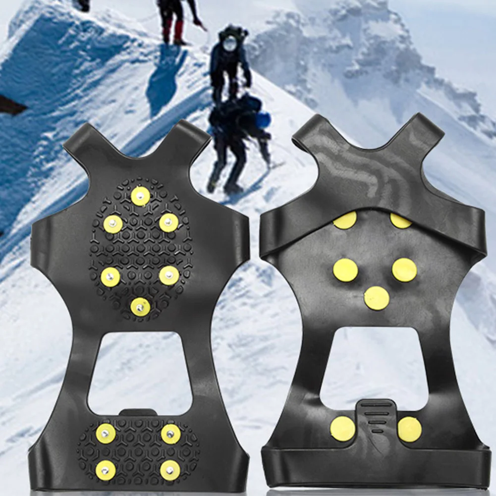 1 Pair S M L 10 Studs Anti-Skid Snow Ice Climbing Shoe Spikes Ice Grips Cleats Crampons Winter Climbing Anti Slip Shoes Cover