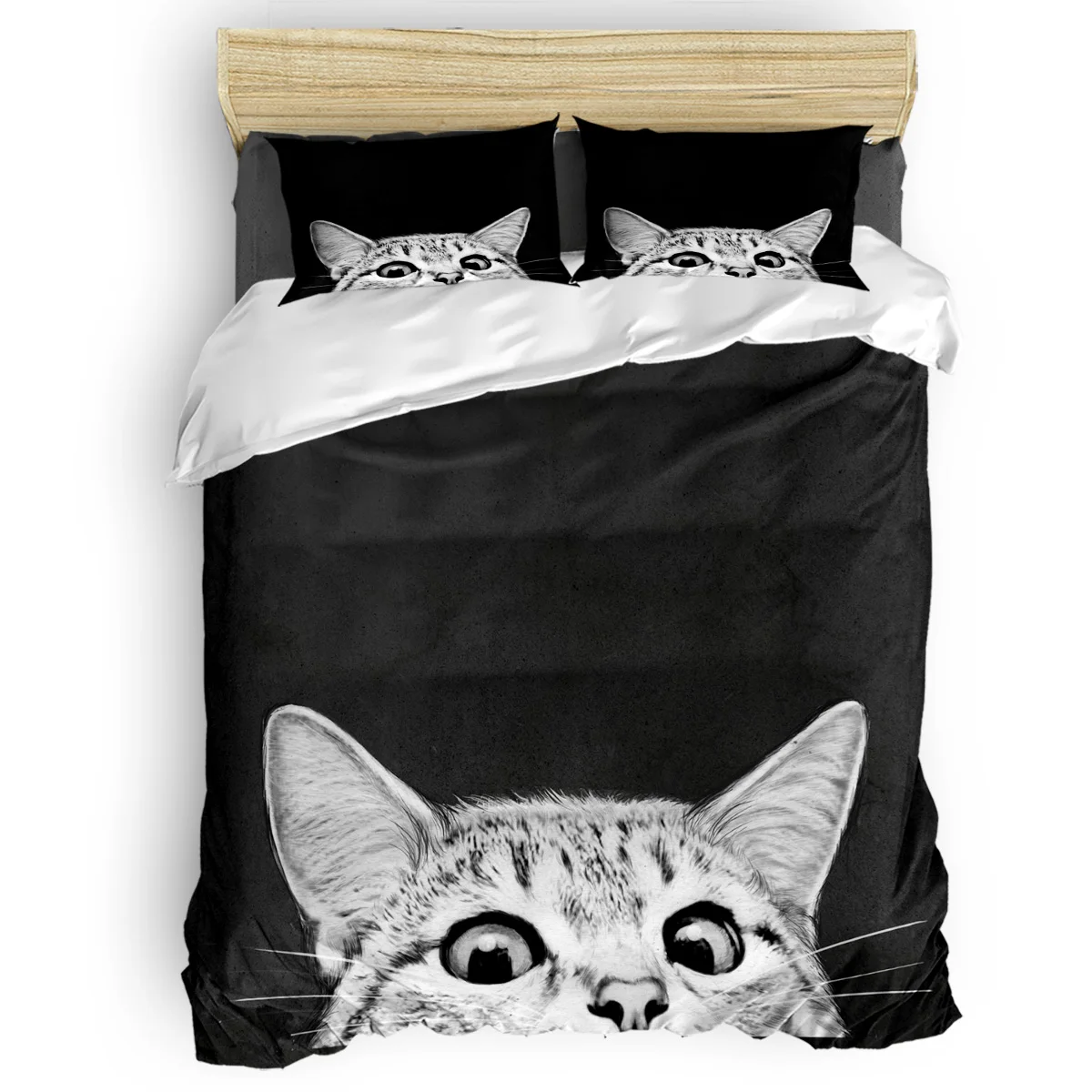 

You Asleep Yet Duvet Cover Set Cat Bed Sheets Comforter Cover Pillowcases Twin Full Queen King Size 4pcs Bedding Sets