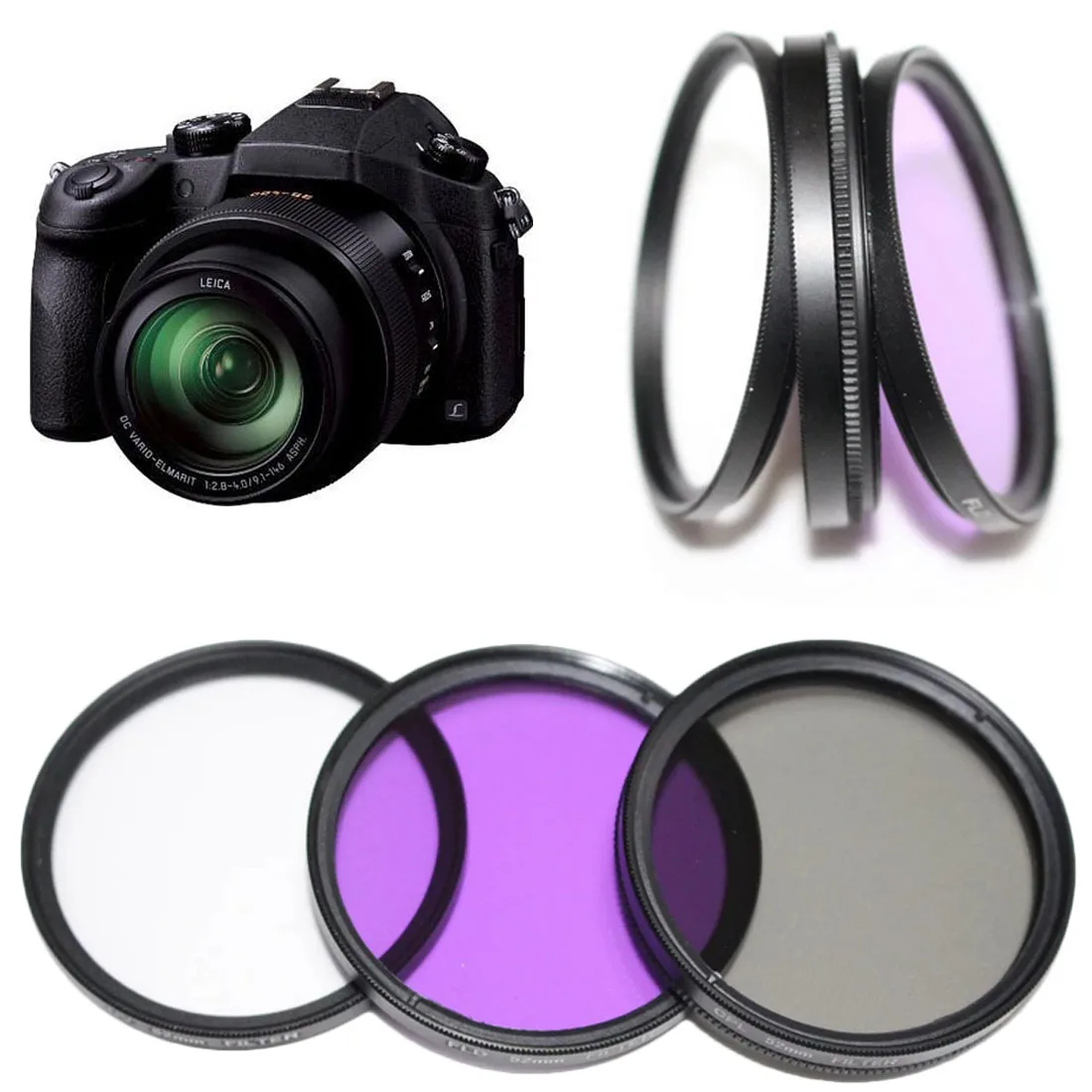 ND UV CPL Filter 49MM 52MM 55MM 58MM 62MM 67MM 72MM 77MM UV+CPL+FLD 3 in 1 Lens Filter Set with Bag for Sony Cannon for Nikon Pentax Camera Lens 58mm