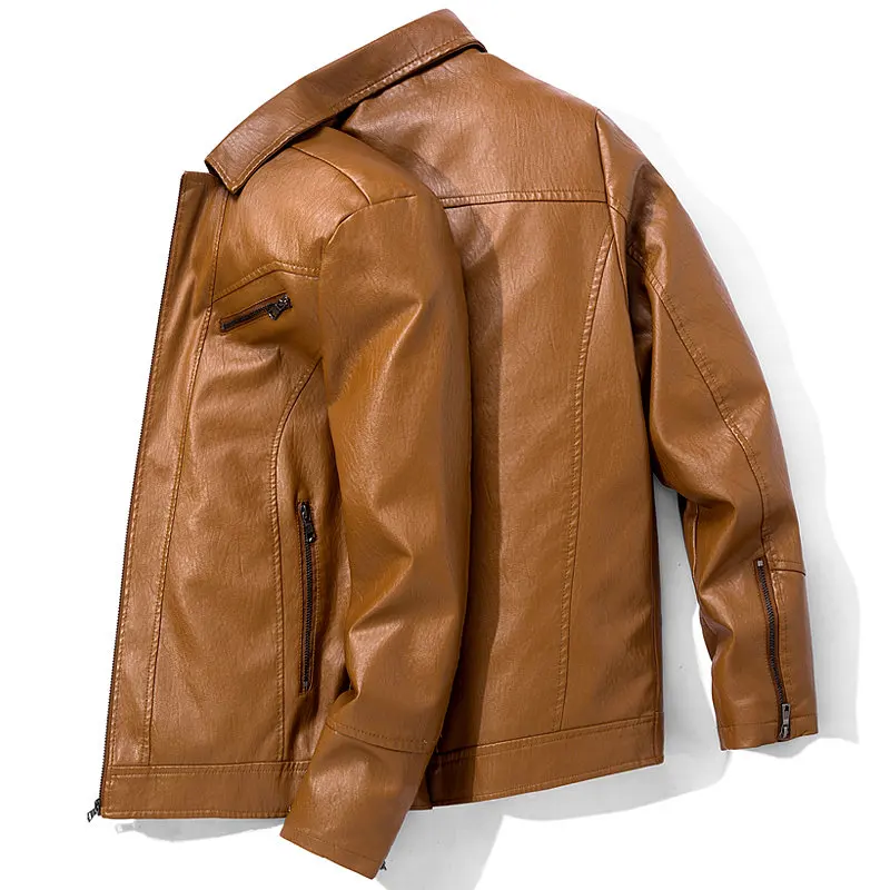 BOLUBAO, мужские кожаные куртки, ПУ кожа, мужские мотоциклетные, повседневные, отложной карман на молнии, украшение, зимняя мужская кожаная куртка - Цвет: Earth Yellow