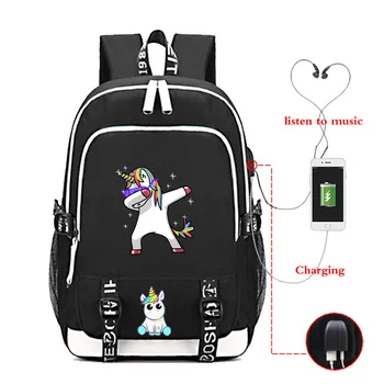 

Unicorn USB Charge School Bags Fashion USB Charging Schoolbag Beautiful Students Boys Girls School Rucksack