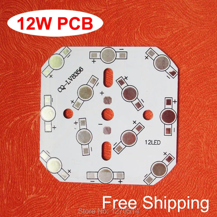 10 шт./лот 12 Вт LED PCB, 64 мм для 12 шт. светодиодов, Алюминий пластина база, алюминий печатная Панели, Высокая мощность 12 Вт LED DIY PCB