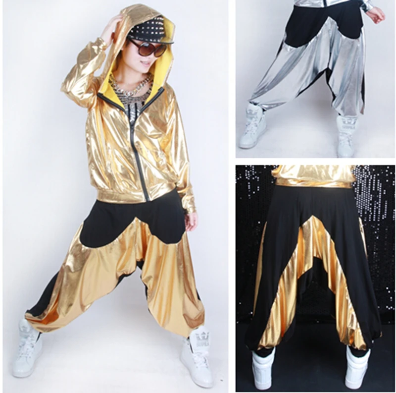 

Wholesale New fashion casual Sweatpants Costumes female wear neon patchwork spliced jazz loose Harem Hip Hop Dance Pants