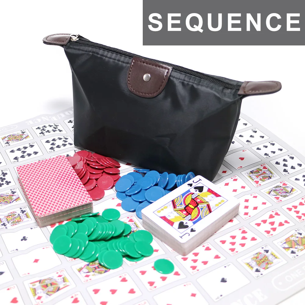 

2018 sequence game English version zipper bag for travel 2-12 players family game, board game