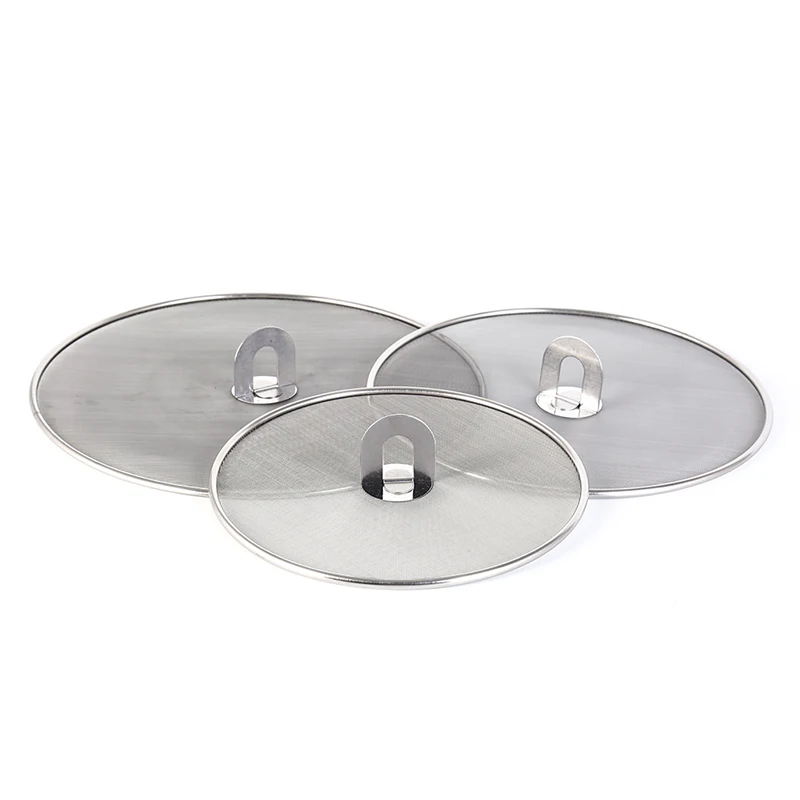 

3Sizes Kitchen Accessories Stainless Steel Silver Oil Proofing Pan Cover Spill Proof Frying Splatter Screen Lid