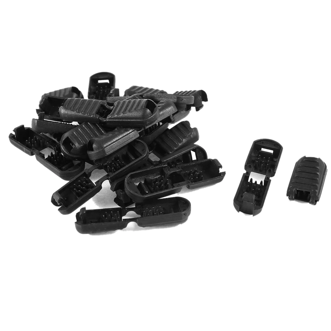 COFA Zipper Pull Cord Plastic Lock Ends 5.5mm x 5.3mm 20pcs Blackin