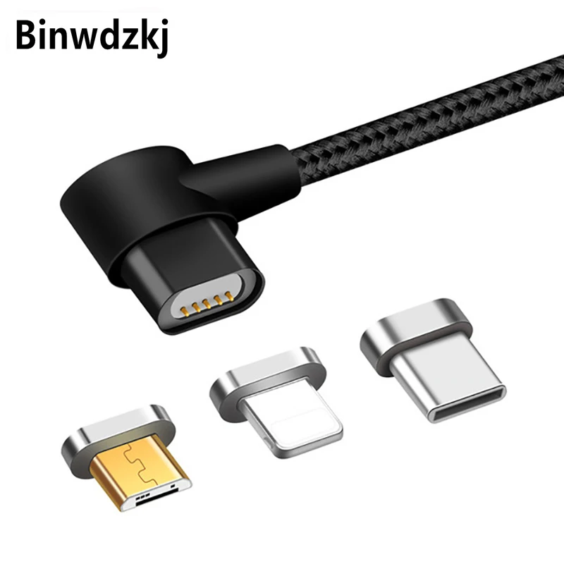  3 in 1 Magnetic Cable for iPhone Micro USB Type C Fast Charge 1M Nylon Braided Mobile Phone Data Sy