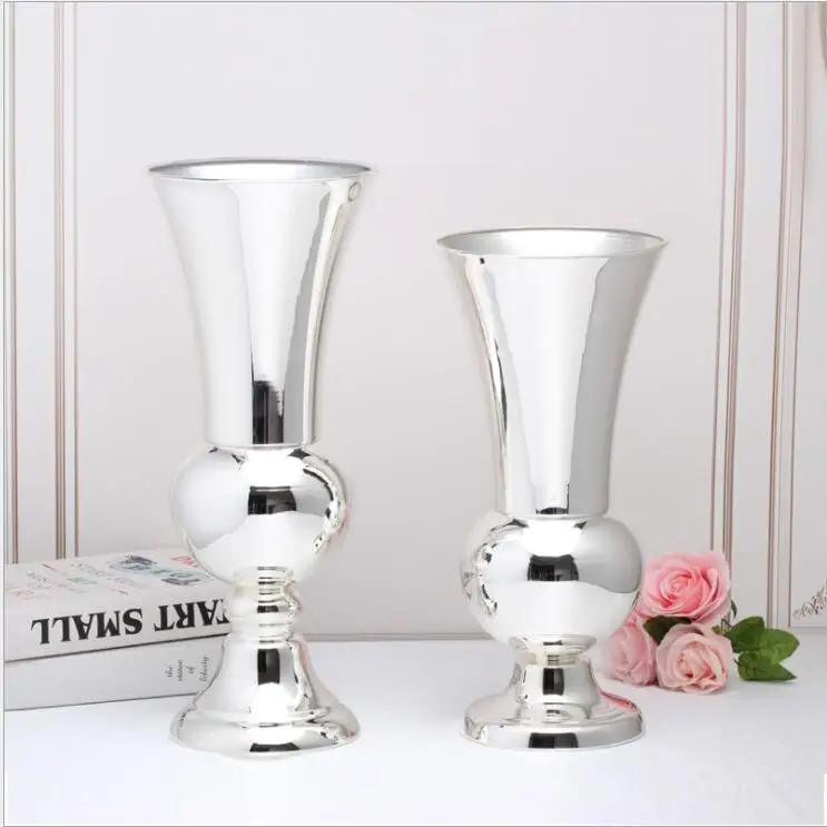 Slver Plated Tabletop Metal Decorative Vase For Homes Large Floor