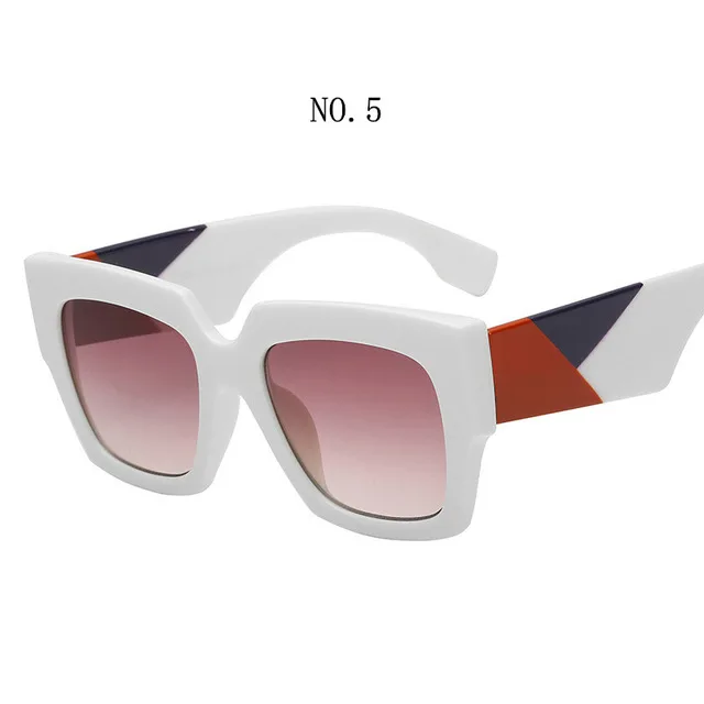 Негабаритных солнцезащитные очки для Для мужчин Для женщин большая Ретро оправа солнцезащитные очки дамы Винтаж солнечные очки с градиентными линзами UV400 Женский Мужской - Цвет линз: No.5