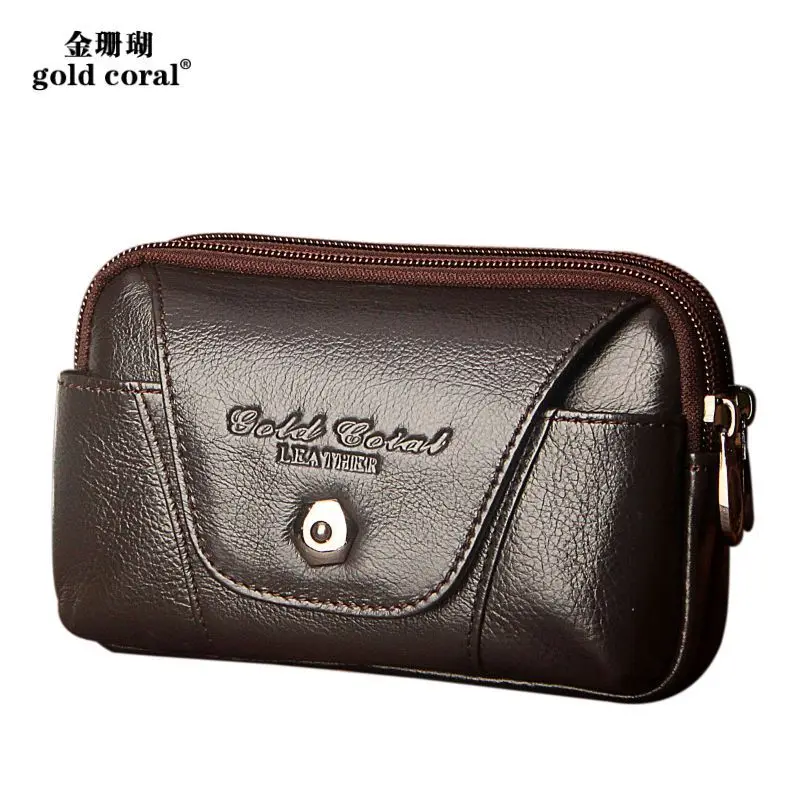 

Genuine Leather Travel Waist Bag Men Small Fanny Pack Belt bags for men 5.0-6.3 inch Phone Pouch Male Wallets Bags Coin Purse