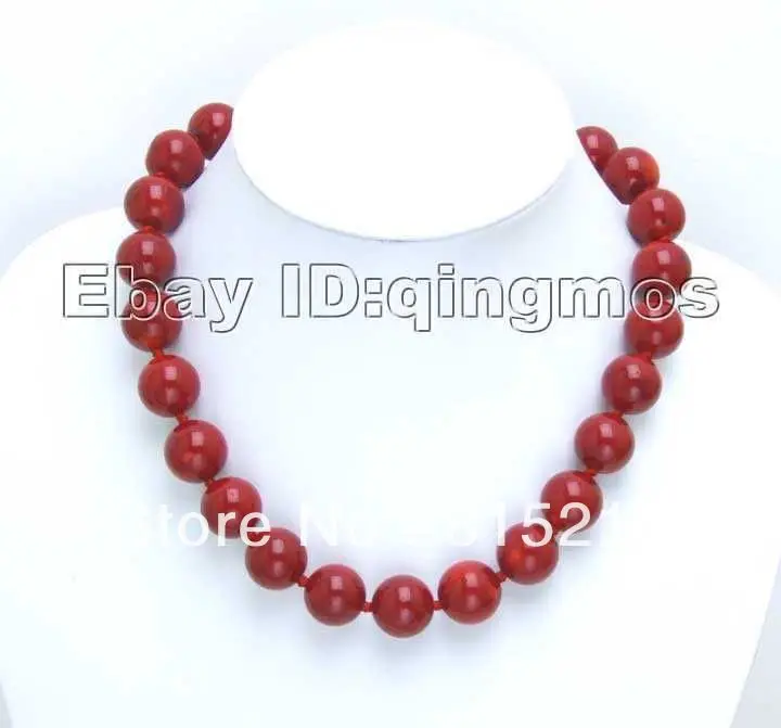 

N16 Big 18MM High quality Round NATURAL Red Coral Necklace N Discount (A0325)