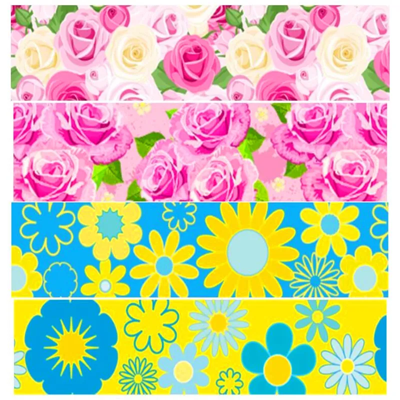 

16 25 38 50 75mm width floral Ribbons Flower Printed polyester Grosgrain Ribbon or Satin Ribbon NF34