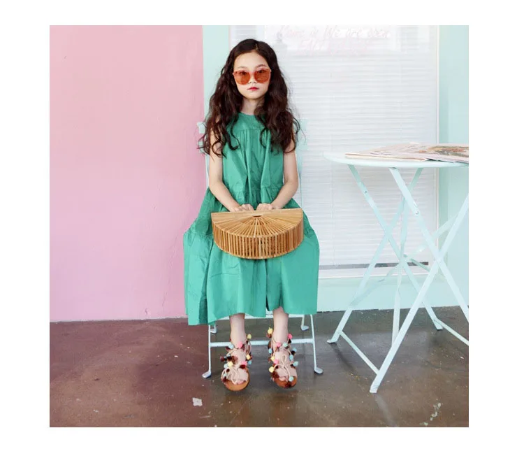 2018 new summer spring sleeveless mid calf length holiday bohimian little big girl dresses children clothing (7)