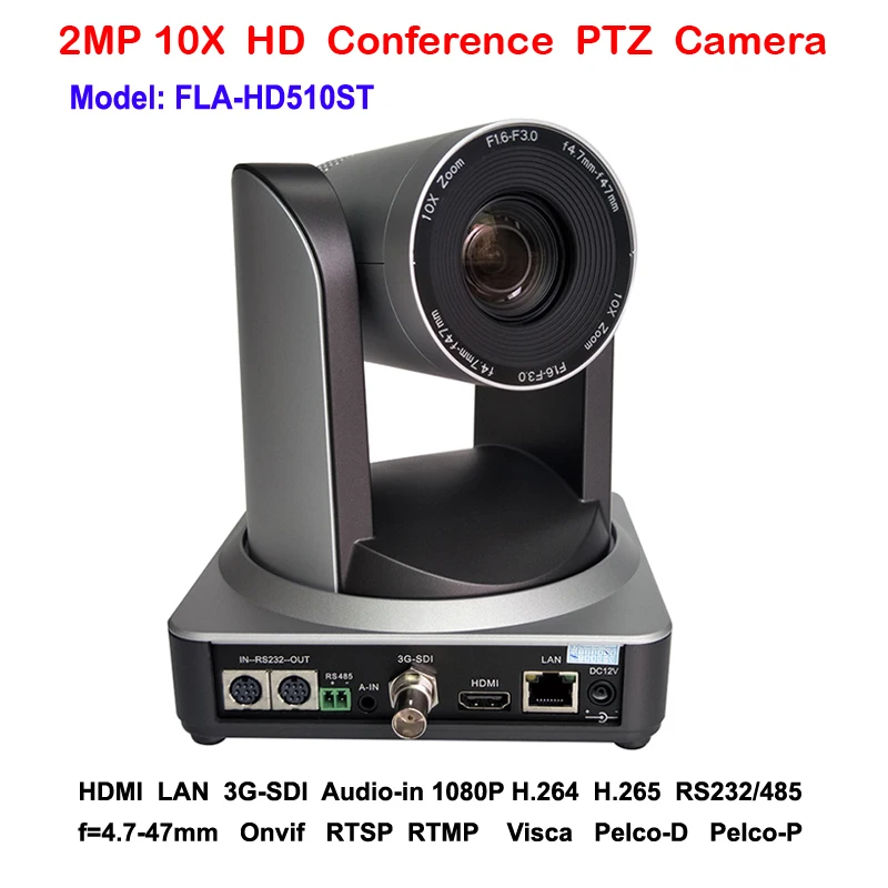 2MP 10x Zoom PTZ камера 3G-SDI IP HDMI три одновременных видеовыхода для прямого потокового видео RTMP IP