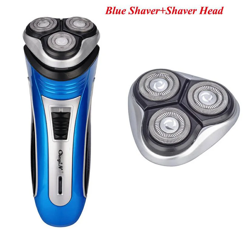 Перезаряжаемая электробритва 3D с тройным плавающим лезвием, бритвенные бритвы+ моющаяся Женская бритва для лица и тела, удаление волос - Цвет: Blue Shaver And Head