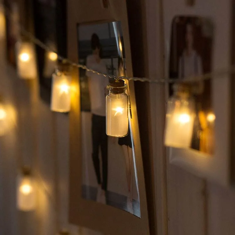 

String Fairy Lighting Wishing Bottle Shape 10/20 Led Holiday Decoration Decor Lighting for Home Use Wedding Party IY310143