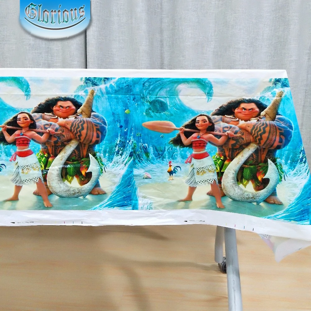 

108*180cm Theme Moana Babyshower Party Table Cloth Birthday Party Decoration Disposal Kids Favor Party Supplies Set