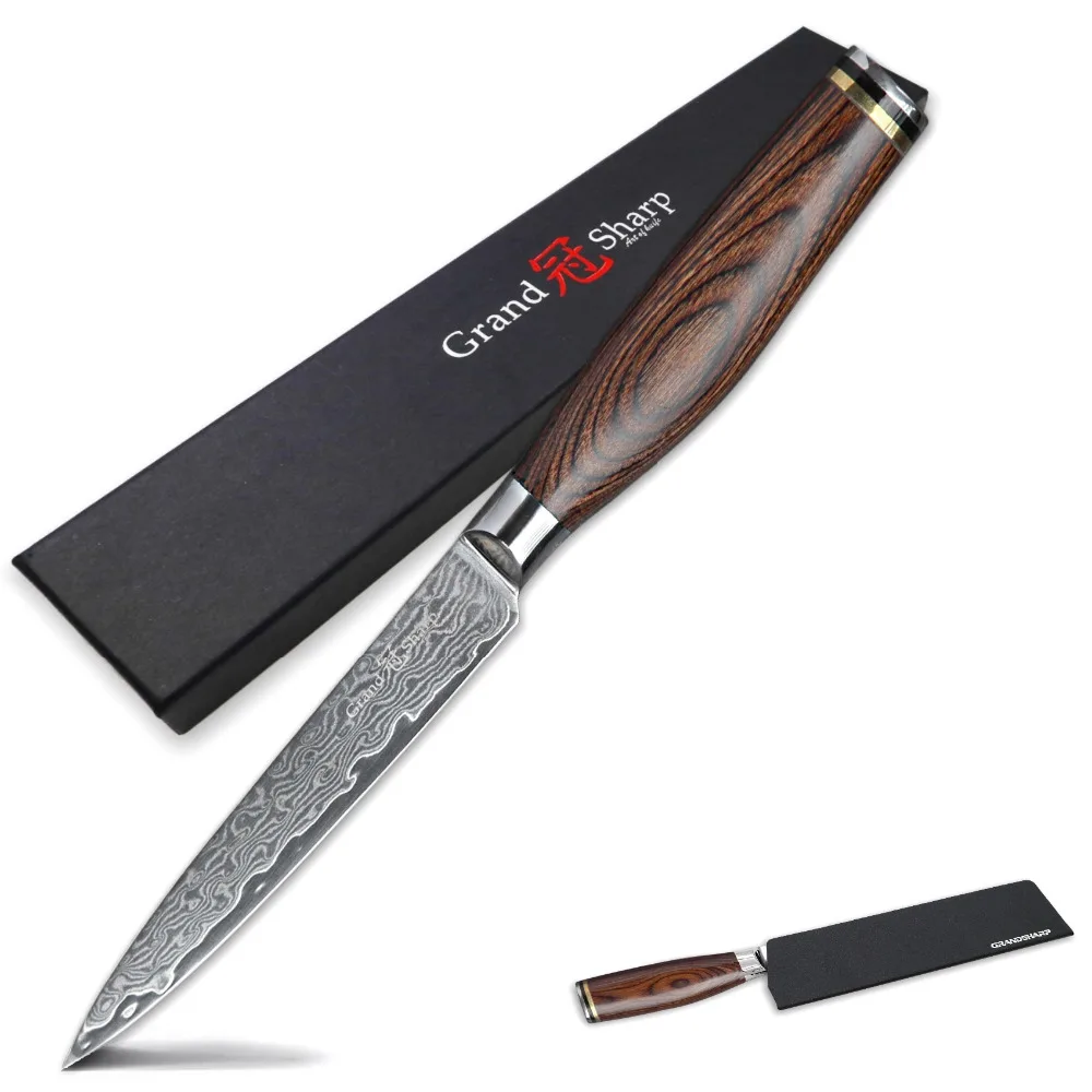 Baratos Cuchillo 4,7 pulgadas 67 capas japonés Damasco Acero inoxidable VG 10 Chef Paring frutas herramientas de cocina cuchillo de cocina de Damasco